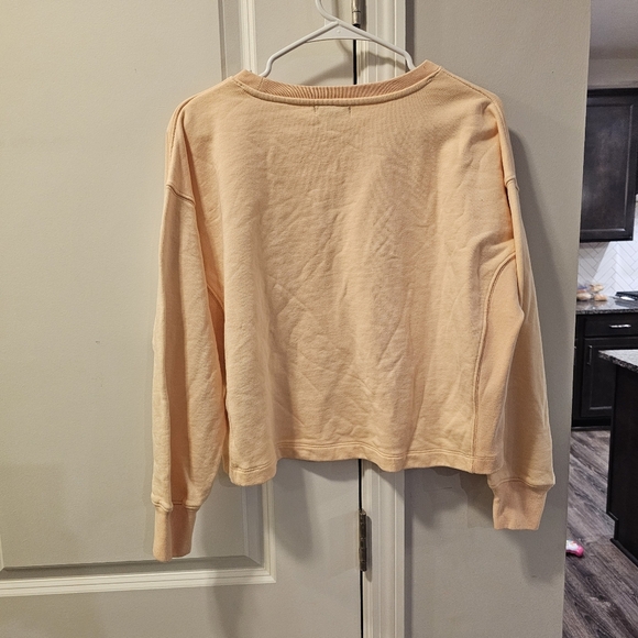 J. Crew University Terry Cropped Crewneck Bonfire Sweatshirt - Picture 2 of 4